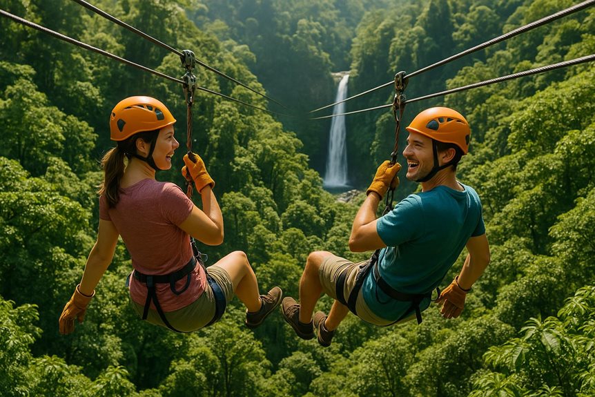 adventurous honeymoon underwater ziplining