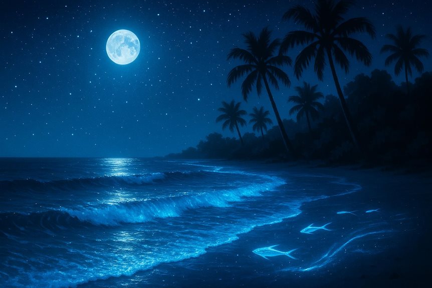 glowing waters illuminate night