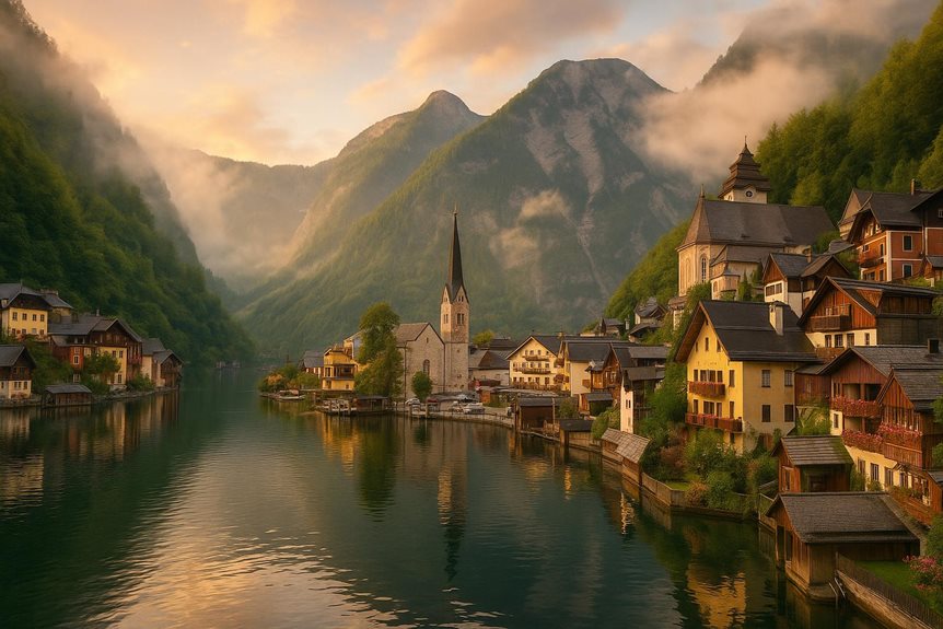 picturesque lakeside mountain town